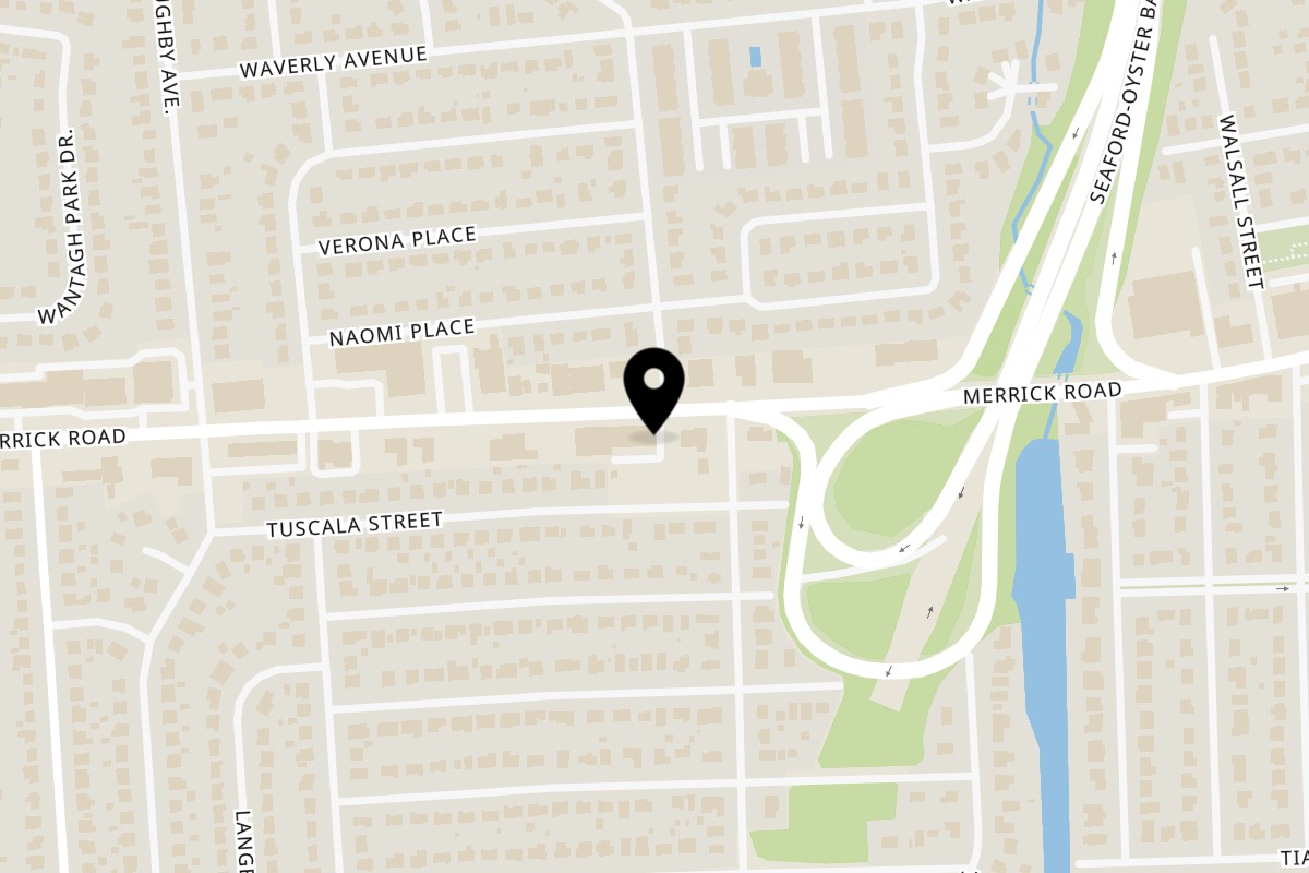 Map showing the location of Brooklyn Square Pizza on 3620 Merrick Rd in Seaford